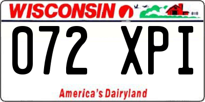 WI license plate 072XPI