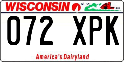 WI license plate 072XPK