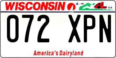 WI license plate 072XPN
