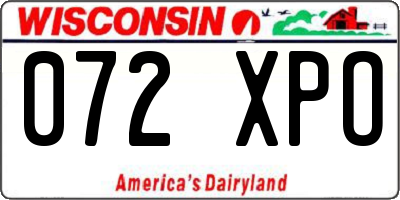 WI license plate 072XPO