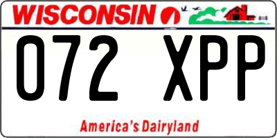 WI license plate 072XPP