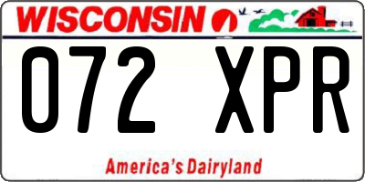 WI license plate 072XPR