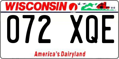 WI license plate 072XQE