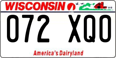 WI license plate 072XQO