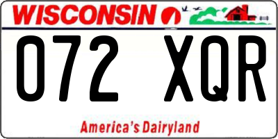 WI license plate 072XQR