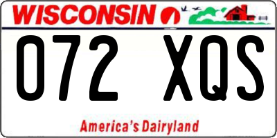 WI license plate 072XQS
