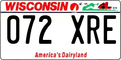 WI license plate 072XRE