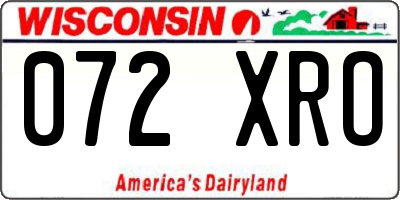 WI license plate 072XRO