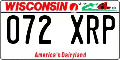 WI license plate 072XRP