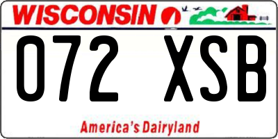 WI license plate 072XSB