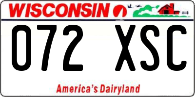 WI license plate 072XSC