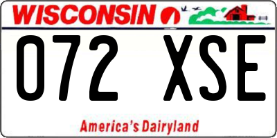 WI license plate 072XSE