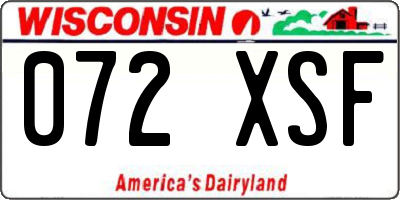 WI license plate 072XSF