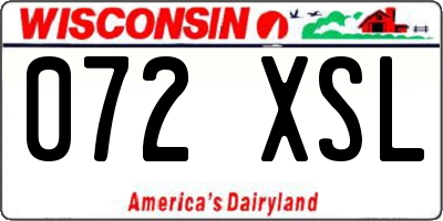 WI license plate 072XSL