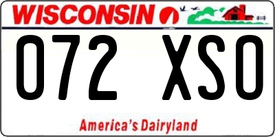 WI license plate 072XSO