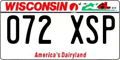 WI license plate 072XSP