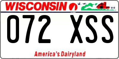 WI license plate 072XSS
