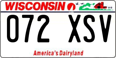 WI license plate 072XSV