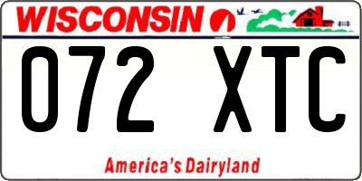 WI license plate 072XTC