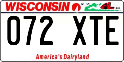 WI license plate 072XTE