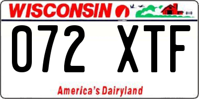 WI license plate 072XTF