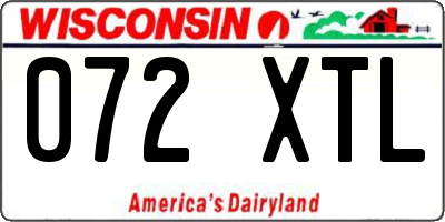 WI license plate 072XTL