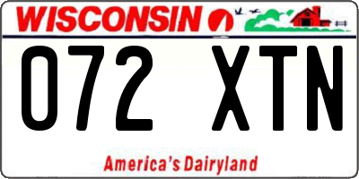 WI license plate 072XTN