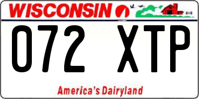WI license plate 072XTP