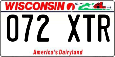 WI license plate 072XTR