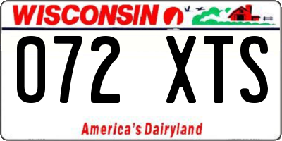 WI license plate 072XTS