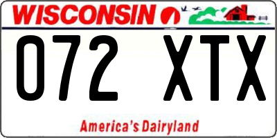 WI license plate 072XTX
