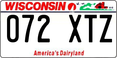 WI license plate 072XTZ
