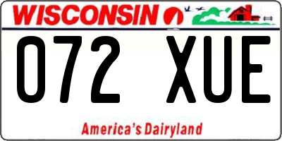 WI license plate 072XUE