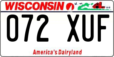 WI license plate 072XUF