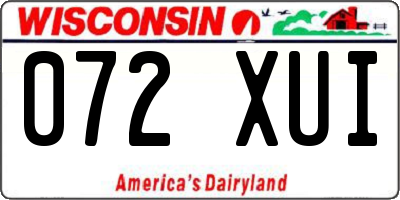WI license plate 072XUI