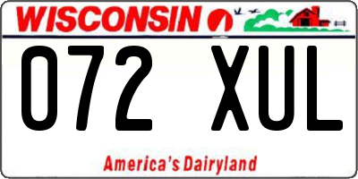 WI license plate 072XUL