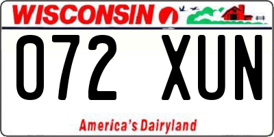 WI license plate 072XUN