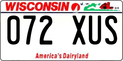 WI license plate 072XUS