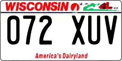 WI license plate 072XUV