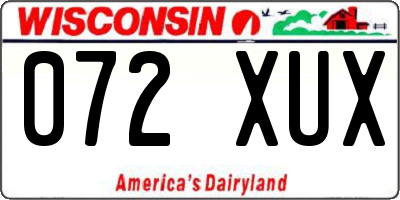 WI license plate 072XUX