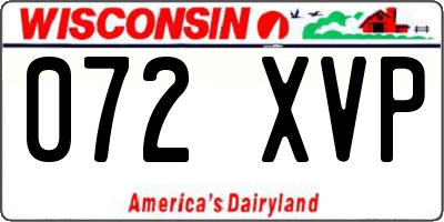 WI license plate 072XVP