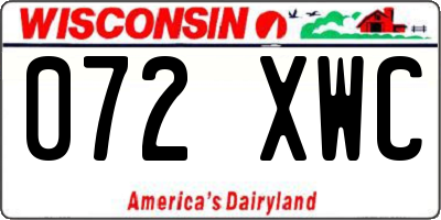 WI license plate 072XWC