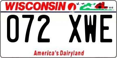 WI license plate 072XWE