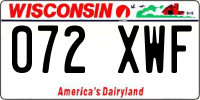 WI license plate 072XWF