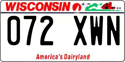 WI license plate 072XWN
