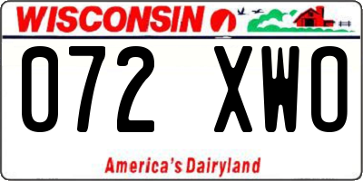 WI license plate 072XWO
