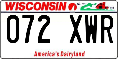 WI license plate 072XWR
