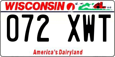 WI license plate 072XWT