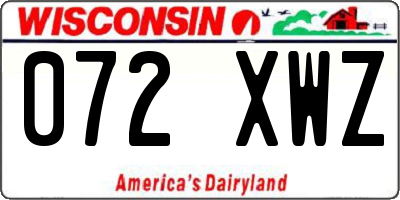 WI license plate 072XWZ