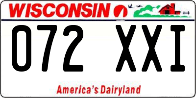 WI license plate 072XXI